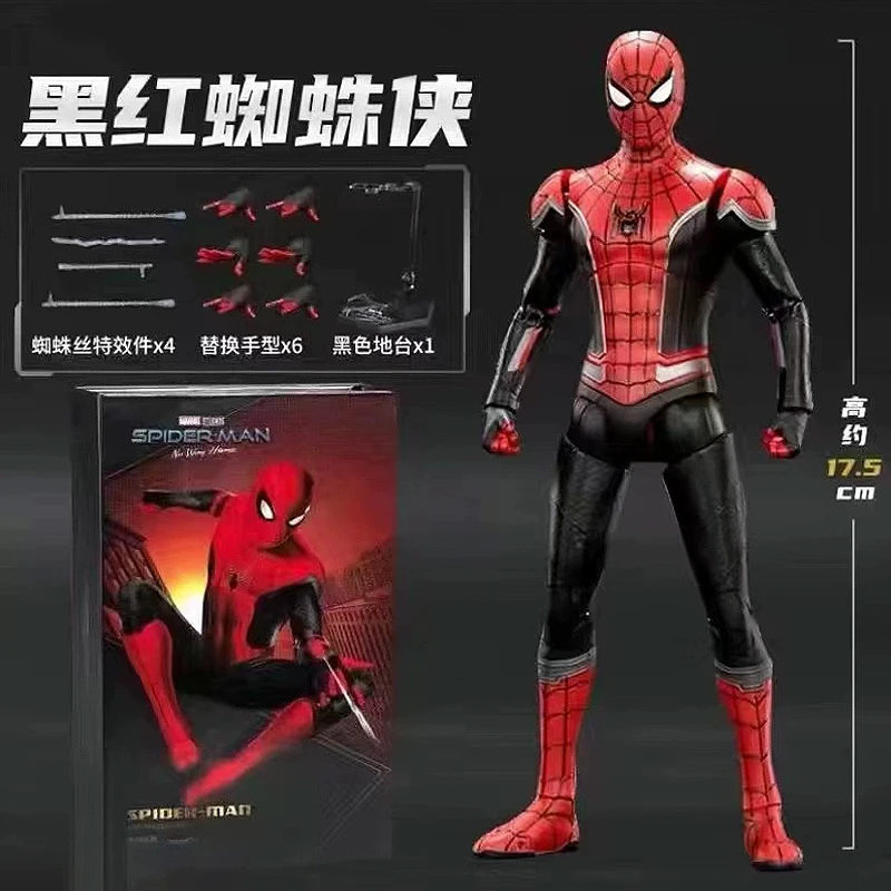 

In stock Marvel Spider-Man Series 7-Inch Action Figure Movable Joints Black and Gold Spider-Man Anime Collectible Merchandise