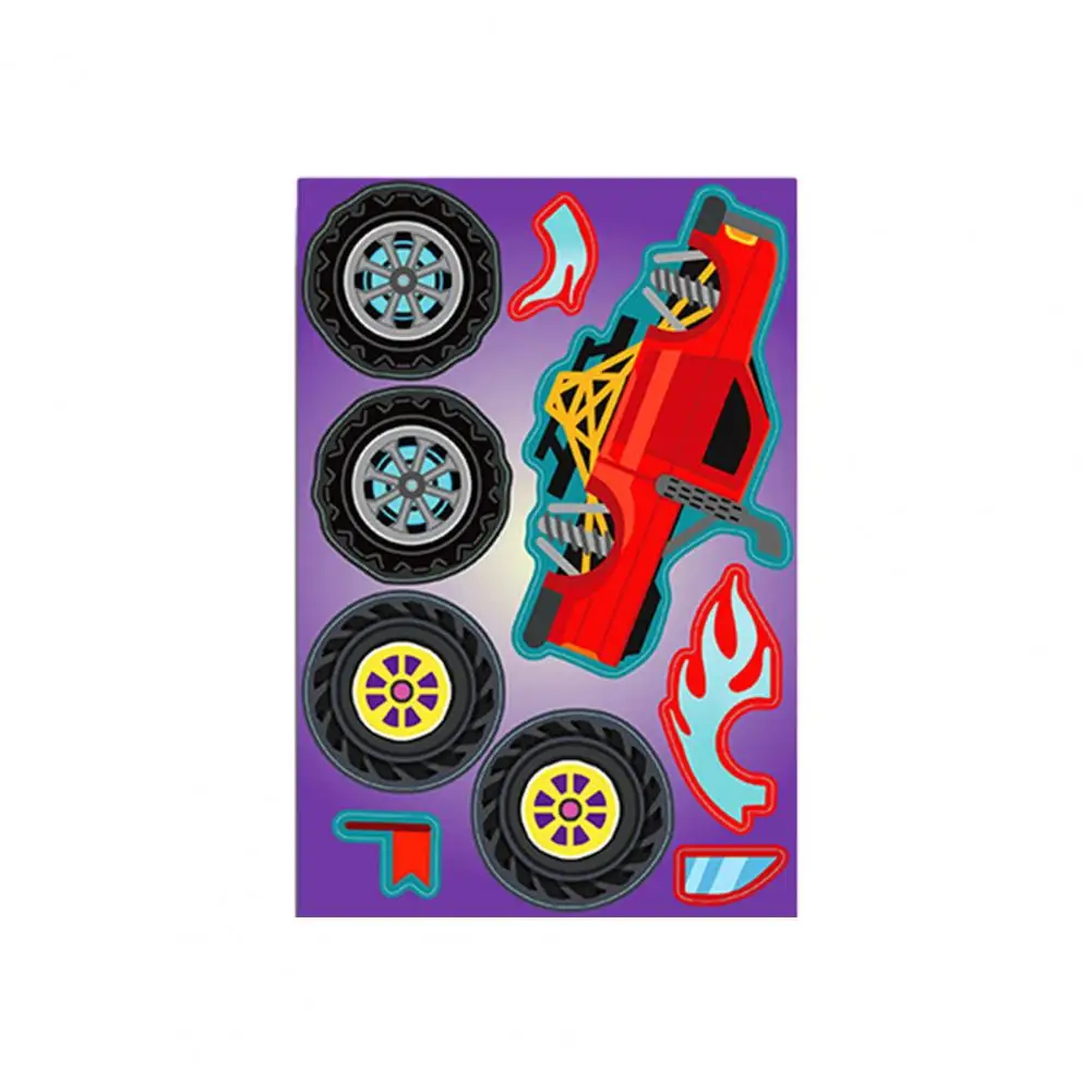 Car Sticker Set Durable Vehicle Decals 8 Sheets Cartoon Car Puzzle Sticker Set Self-adhesive Waterproof Pvc for Diy for Cup