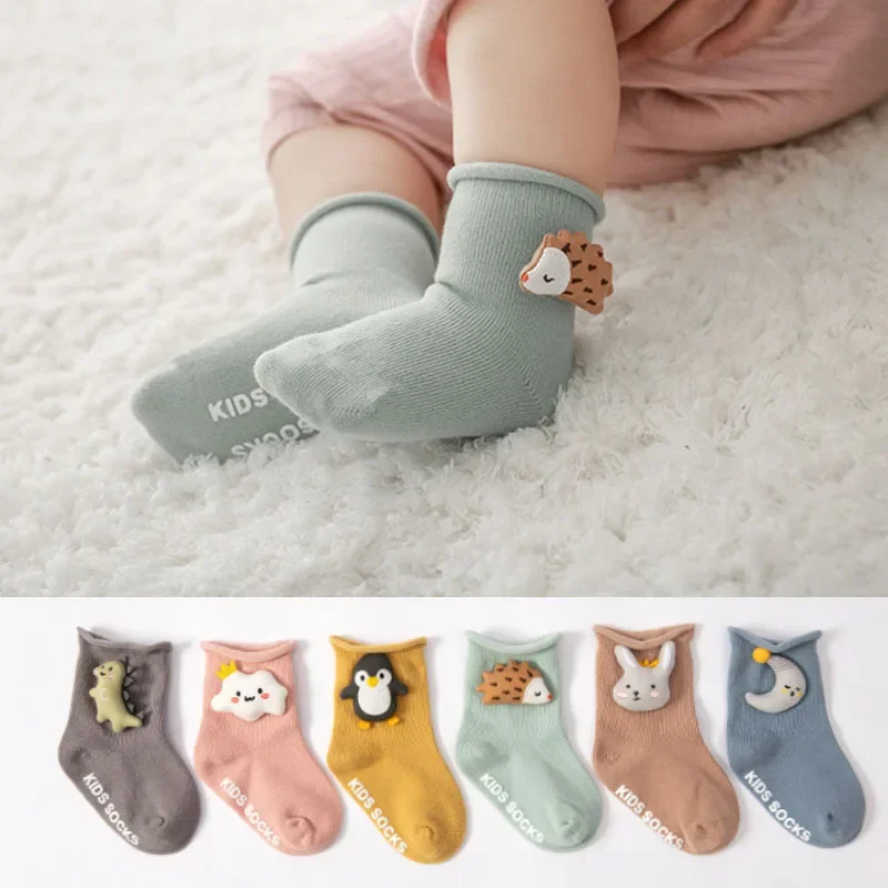 

Spring Cute Cartoon Penguin Rabbit Dolls Newborn Baby Boy Girl Socks Casual Loose Mouth Cotton Toddler Kids Anti Slip Floor Sock