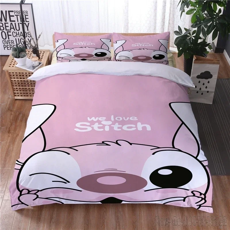 3D  Lilo Stitch Cartoon Love Child Duvet Cover Set HD Comforter Cover Bedclothes for Kids Bedding Sets Bedroom Decor