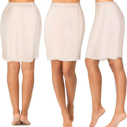 Imagen 2 del producto Enagua corta de encaje de flores para mujer, ropa interior de seguridad antiestática, prevención de Color puro