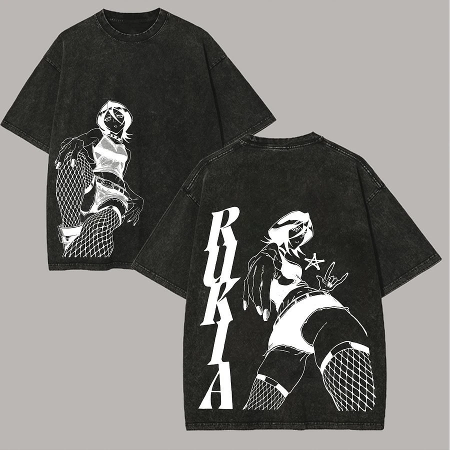 Blusa Plus Size de Manga Curta com Efeito Desbotado e Lavagem Envelhecida, Estampa Nelly Ailu, Modelagem Solta, Unissex, Estilo Cartoon, Tendência da 