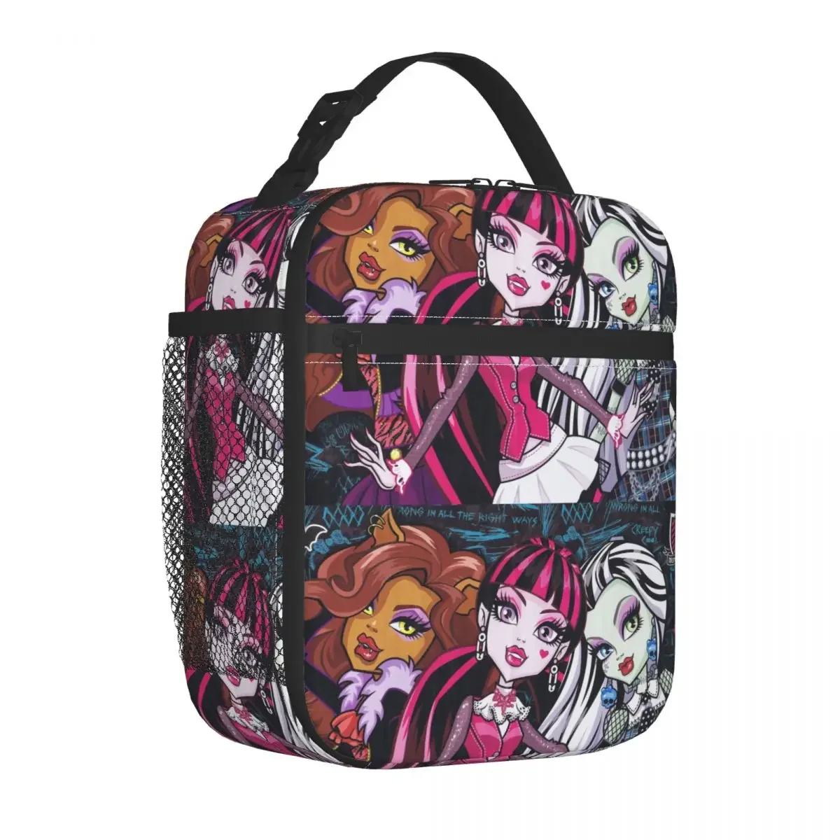 Kawaii Girl Insulated Lunch Bags Portable Draculaura Monster High Lunch Container Thermal Bag Lunch Box Tote Beach Picnic  Women