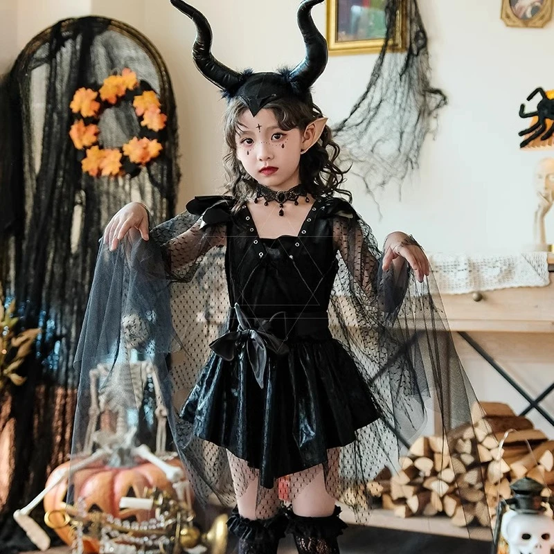 Halloween, Kostiumy dziecięce, Nocne Elfy, Małe Diabły, Wiedźmy, Kostiumy sceniczne, Występy, Dziewczynki, Wampiry, Sukienki
