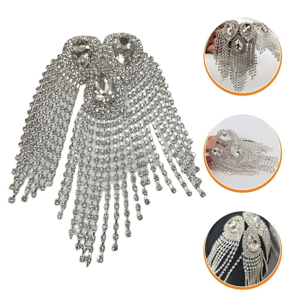 Premium Crystal Epaulettes for Women Fashion Shoulder Jewelry Rhinestones Tassel Applique Dazzling Outfit Accent Standout Look