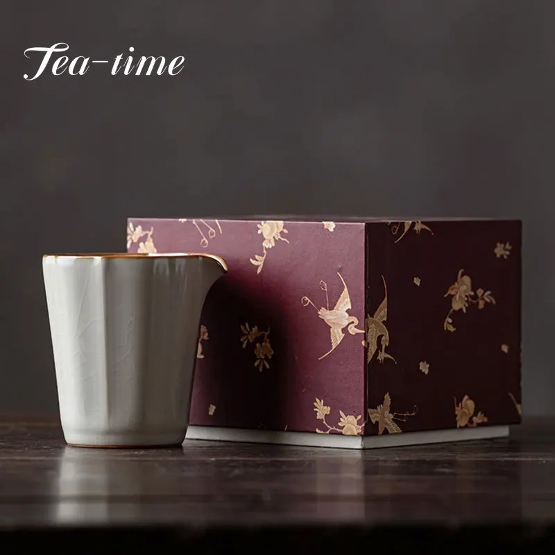 190ML Exquisite Chinese Style Ru Kiln Tea Pitcher Handmade Ceramics Tea Dispenser Gracked Glaze Can Improve Tea Ceremony Teaware