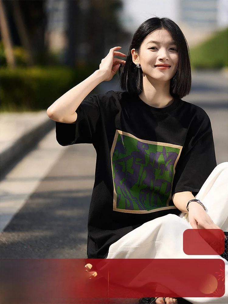 

Футболка Xhange Long Velvet Cotton ort Sve round Ne Print Art Waable, 00-кратная женская летняя футболка для поездок на работу, прямой крой