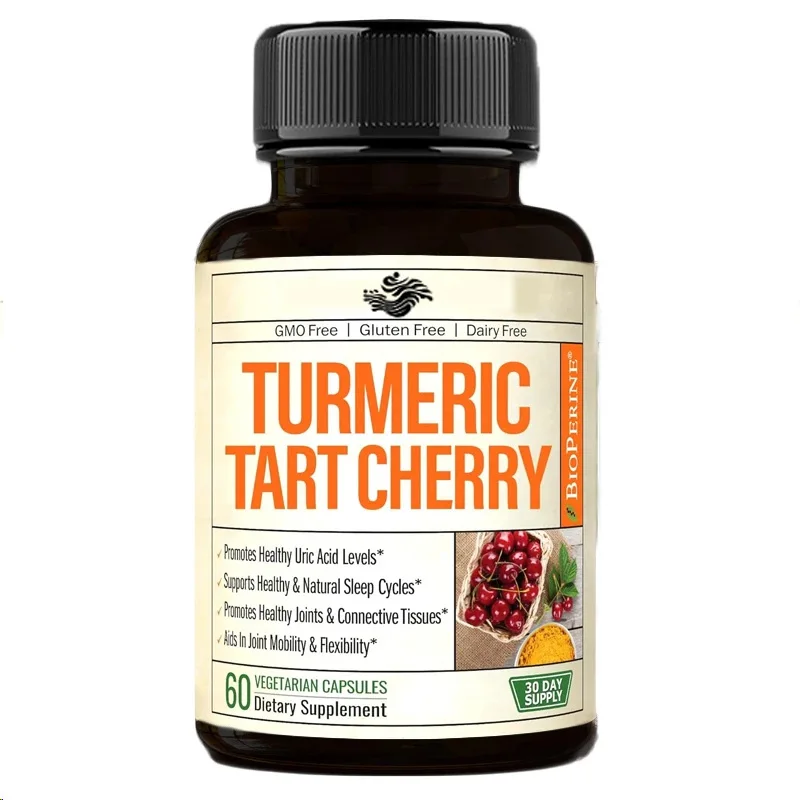 Curcumin And Sour Cherry Extract Capsules Containing Black Pepper Help With Uric Acid Balance, Joint , And Muscle Recovery