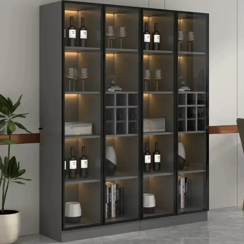 Glass Living Room Display Kitchen Wall Home Wine Cabinets Racks Liquor Restaurant Furniture