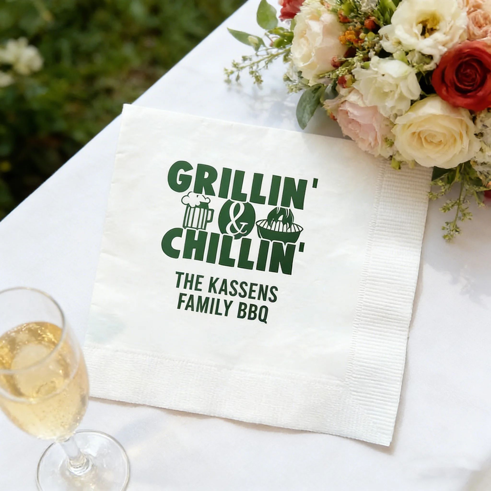 

50pcs Custom Foil Print Summer Themed Napkins, Decorative Paper Napkins Ideal for Outdoor BBQ, Birthday & Summer Events