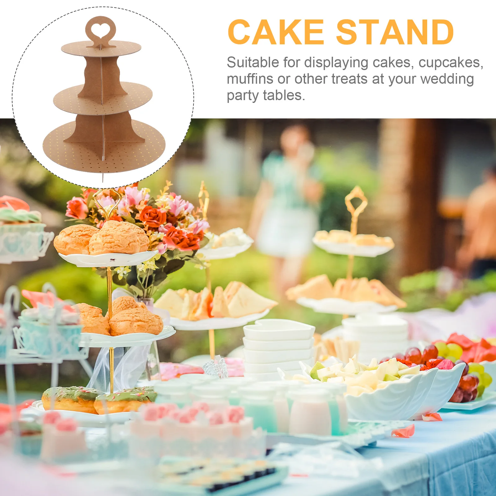 

2 Pcs Cake St Macaron Display Rack Dessert Table Multi layer Cupcake Paper Tower Khaki Large Capacity Simple Structure