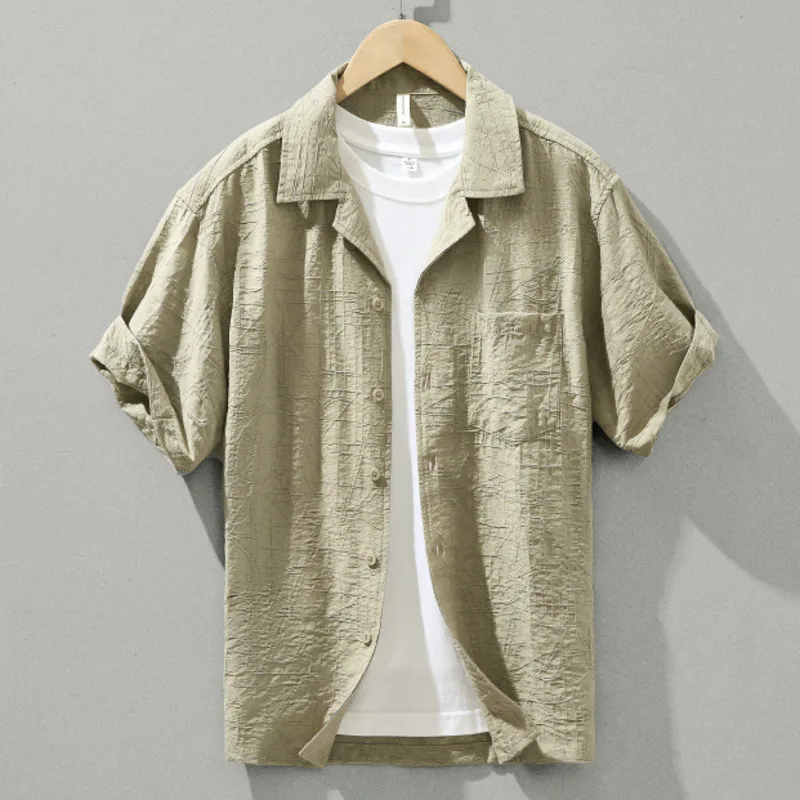 

Summer Men's New Casual Simple Short Sleeved Shirt Loose Fit Breathable & Cooling Stylish Versatile Shirts