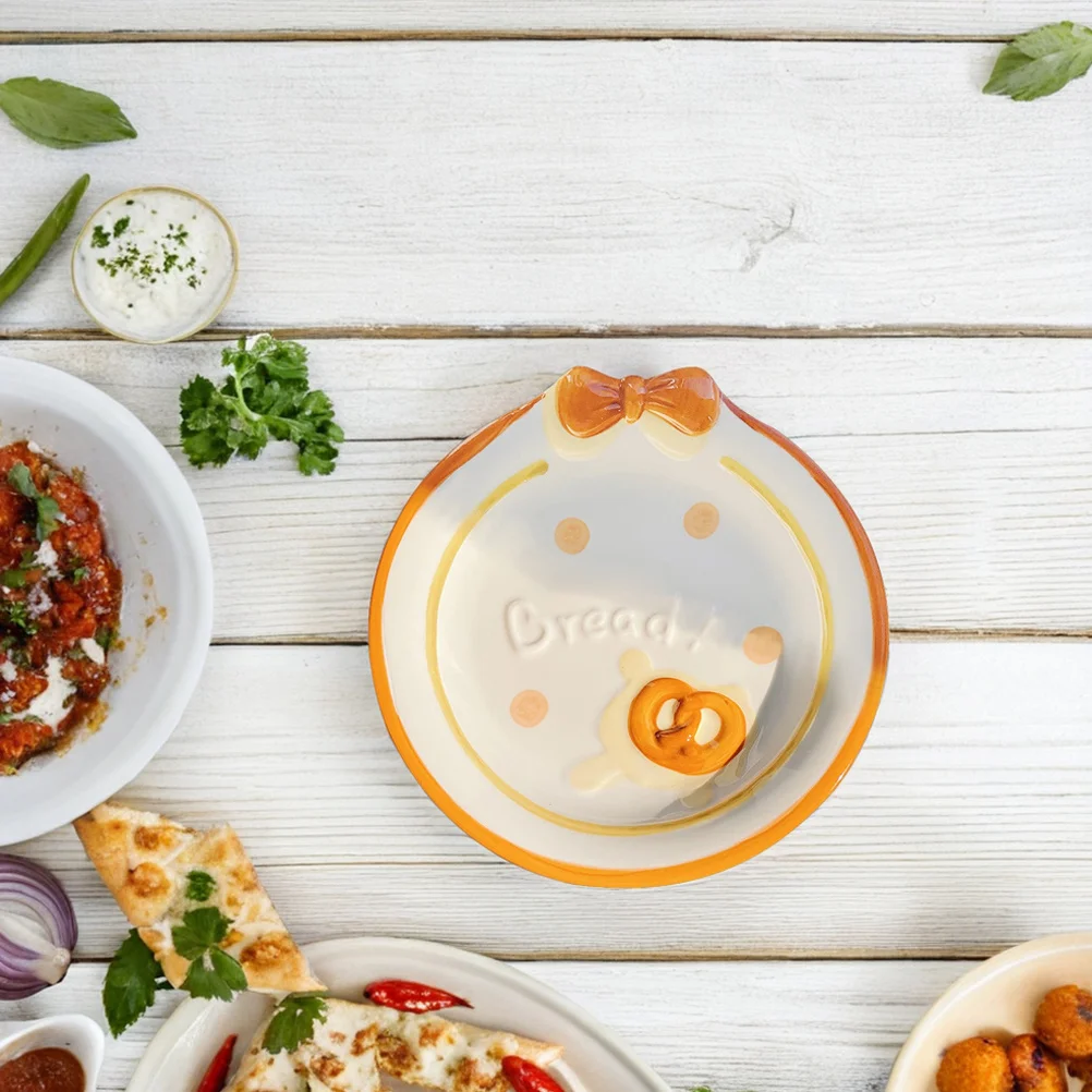 

2Pcs Ceramic Dessert Plates Cute Tableware Set for Photography Props Bread Serving Dish Easy to Clean Multi-Functional Kitchen