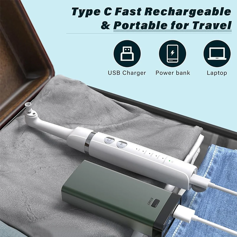 Portable Electric Cordless Tooth Cleaner Eraser Polishing Machine Polisher With Teeth Polish Paste and 5 Brush Heads