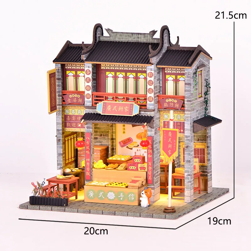 OUZEY 중국 과자 가게 DIY, 3D 나무 거리 풍경 모델, 청소년을 위한 빈티지 문화 장난감