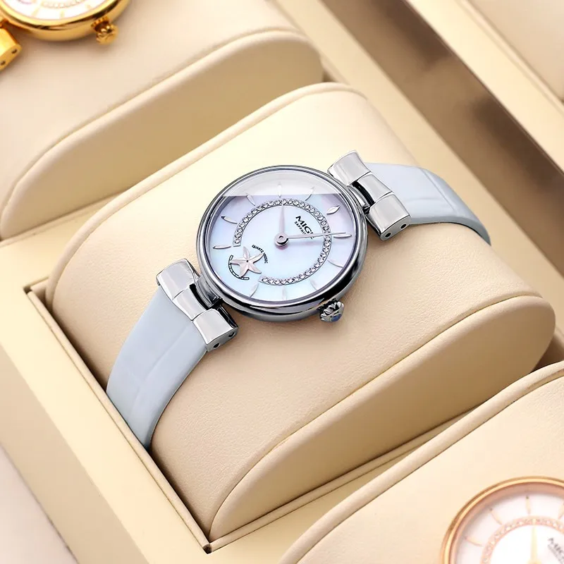 MIGE Original Miyota Quartz Woman Watch Waterproof Ladies Wristwatch Fashion Crystal Sea Shell Waterproof Watch For Women Gift