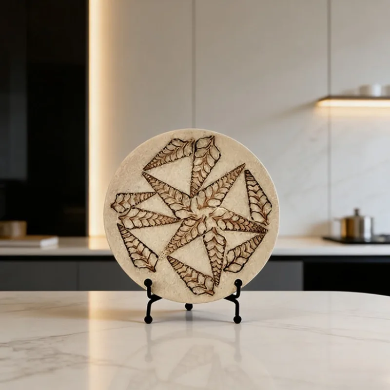 New Chinese-style retro natural fossil display panel ornament,  breakfast bookcase desktop home art decoration
