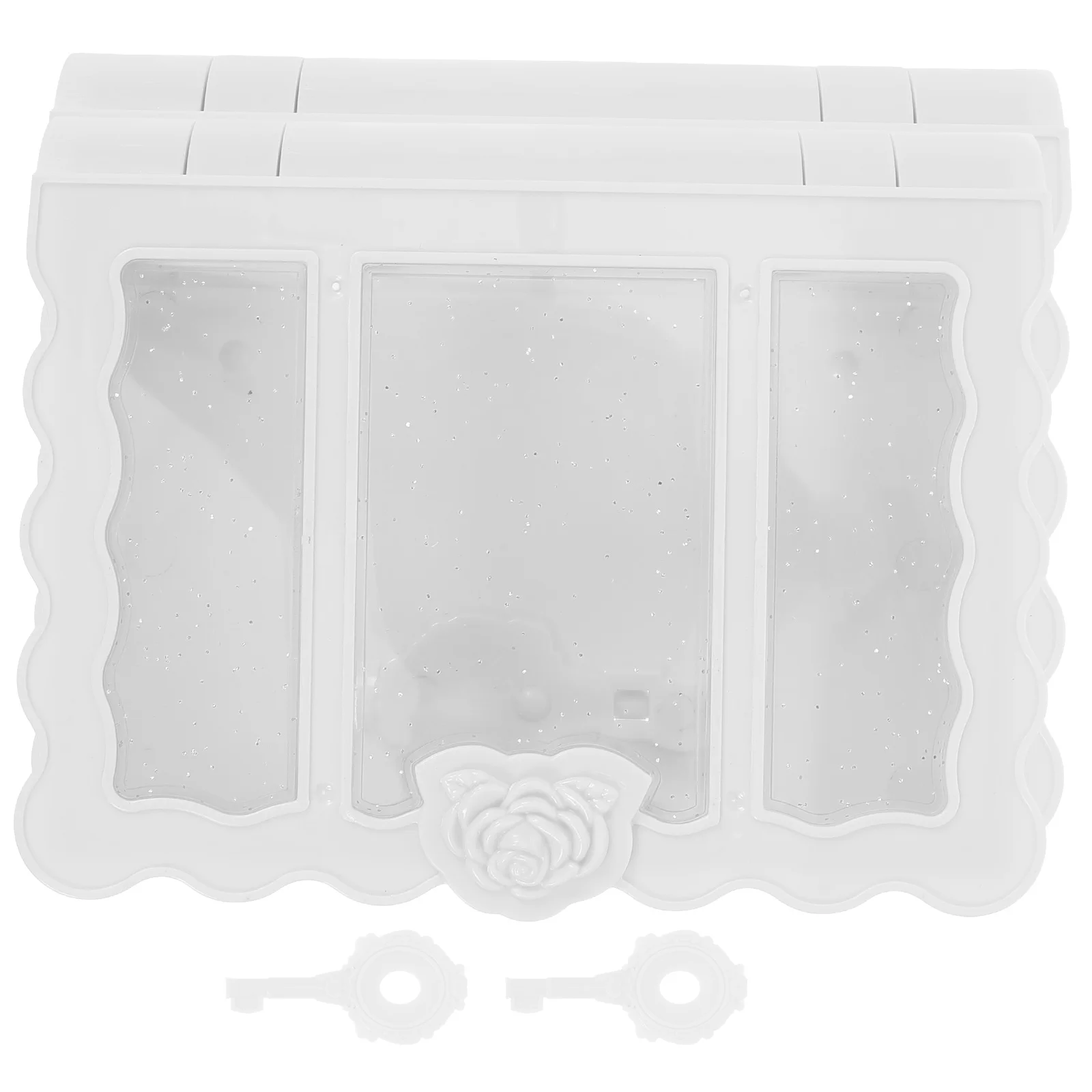 

2pcs Storage Box Small Jewelry Container White Desktop Boxes Decorative Case Plastic Cases for Earrings Rings Diamonds Trinkets