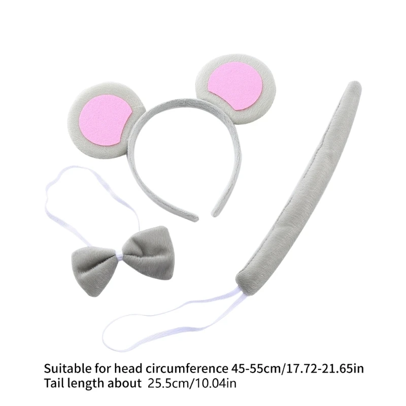 3 szt. Kot/mysz/pies/krowa/lampart/żaba zestaw akcesoriów kostiumowych opaska uszami zwierząt, zestaw akcesoriów kokardą i