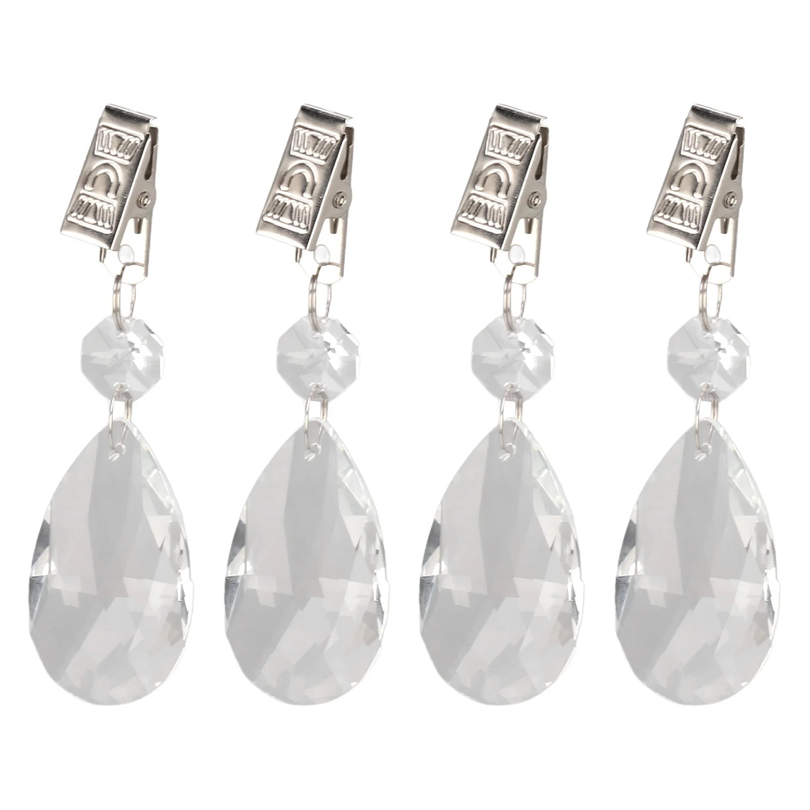 Tablecloth Weights Teardrop Prisms Pendant Crystal Glass Tablecloth Weights Water Drop with Metal Clip for Family Dinner Party