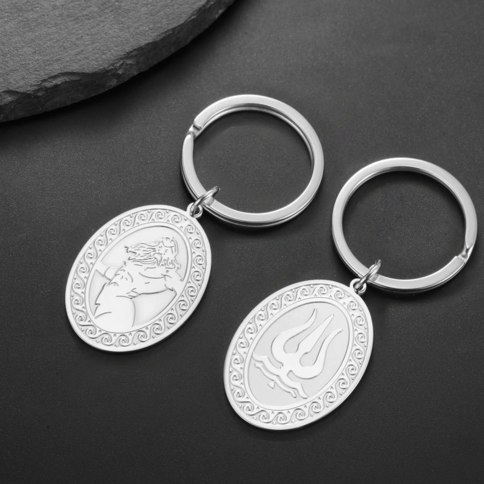Jeshayuan-Llavero con colgante de Tridente de San Miguel Poseidón para hombre y mujer, regalo de protección de energía, joyería de piratas, 1 ud.