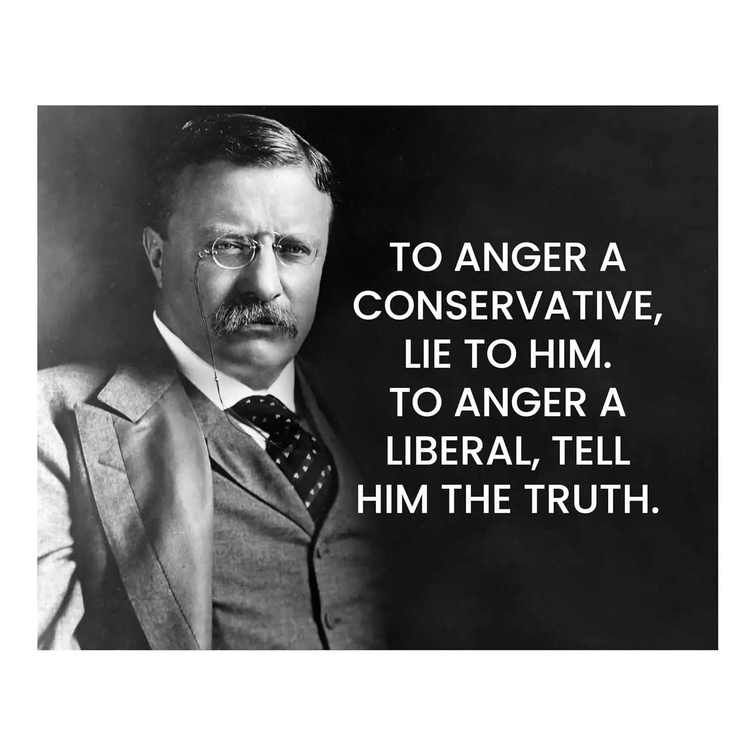To Anger A Conservative, Lie to Him - Inspirational Theodore Roosevelt Wall Art Print - Motivational Wall Art Decor For Home Dec