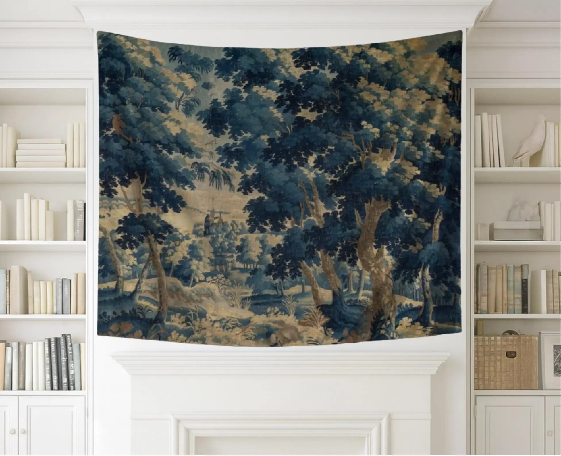 Verdure Wandbehang Wandteppich Bedruckter Stoff Reproduktion Antikes Schloss Wandkunst Vintage Heimdekoration Einzigartiges Geschenk