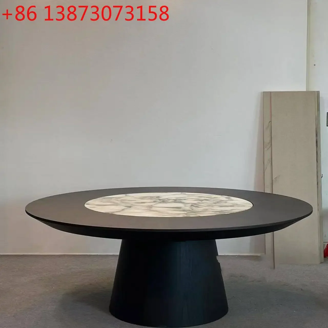 

Embedded marble turntable solid wood Italian minimalist designer villa home minimalist art round table