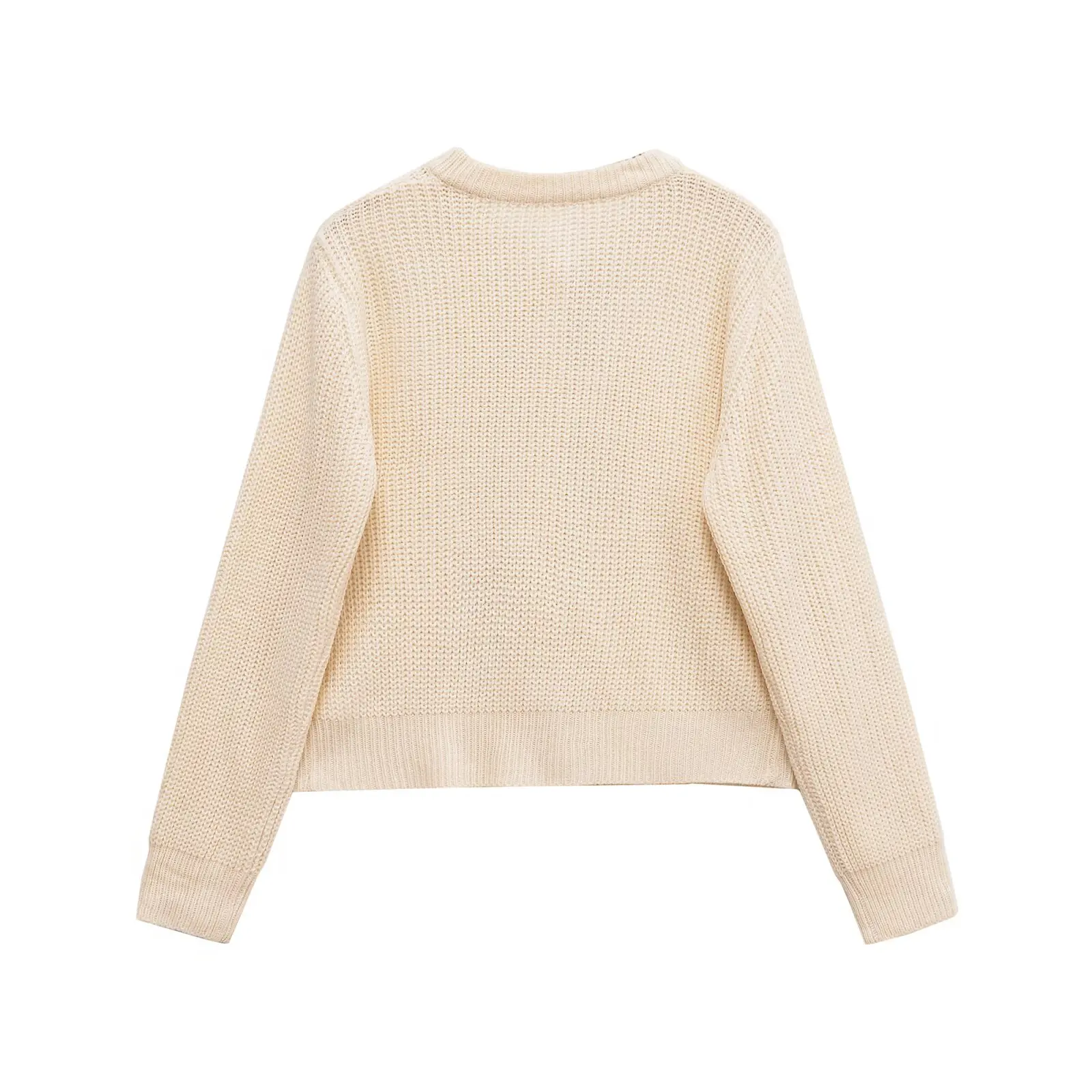 KONDALA Chic Beige Casual Knit Woman Long Sleeve Elegant Sweater Fashion 2025 Bow O-Neck Streetwear Mujer Fall Vintage Knitwear