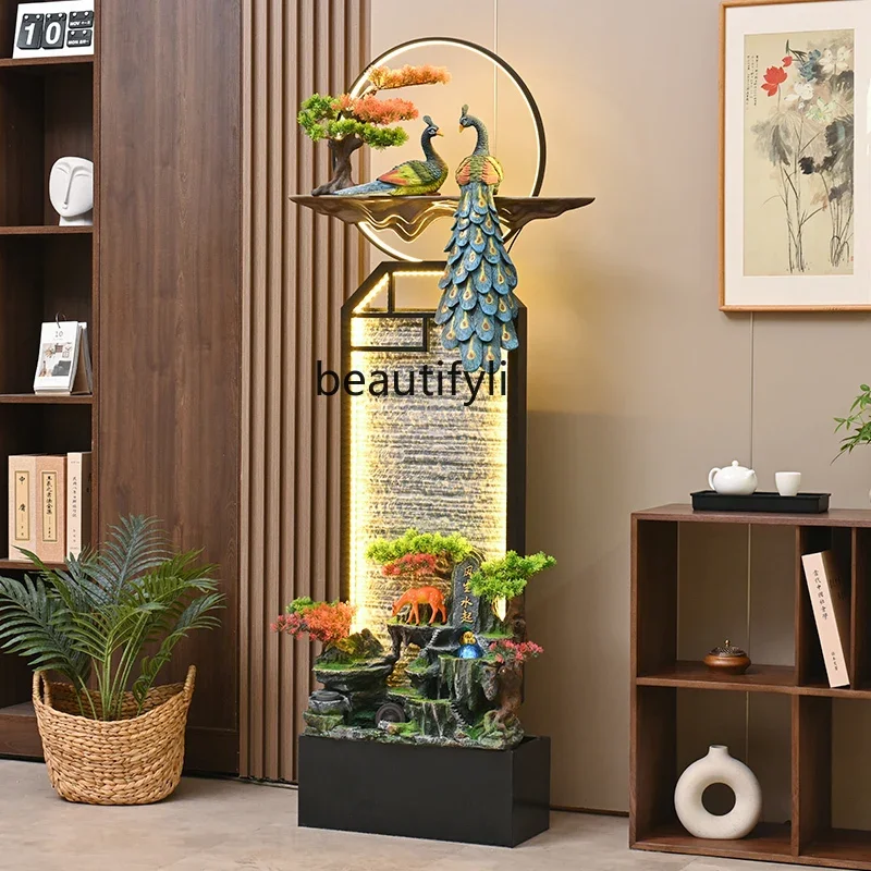 Lucky large floor-to-ceiling flowing water ornament circulating water feature living room entrance decoration