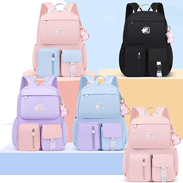 Korean fashion rainbow shoulder bag strap school bags for teenagers girls Children waterproof backpacks kids schoolbag mochilas