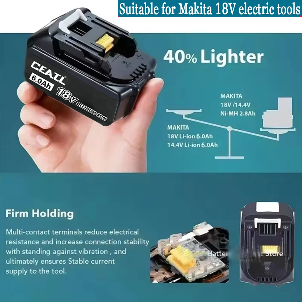 🔋   لبطارية أداة ماكيتا 18 فولت 3Ah/5Ah/6Ah/9Ah بطارية قابلة للشحن تحل محل ماكيتا DB,DUB,DDF,DGA,DTW,DRT,DAS,DJV,DBO