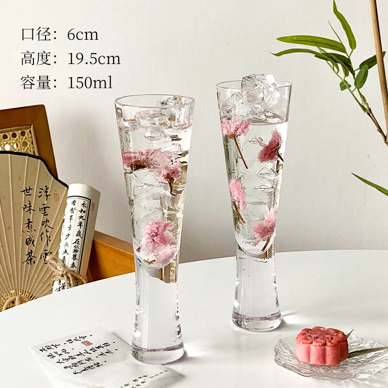 

2 Pcs Drinking Glasses 150ml Champagne Cocktail Glass Vintage Cold Brew Tea Juice Crystal Glassware Household Use Birthday Party