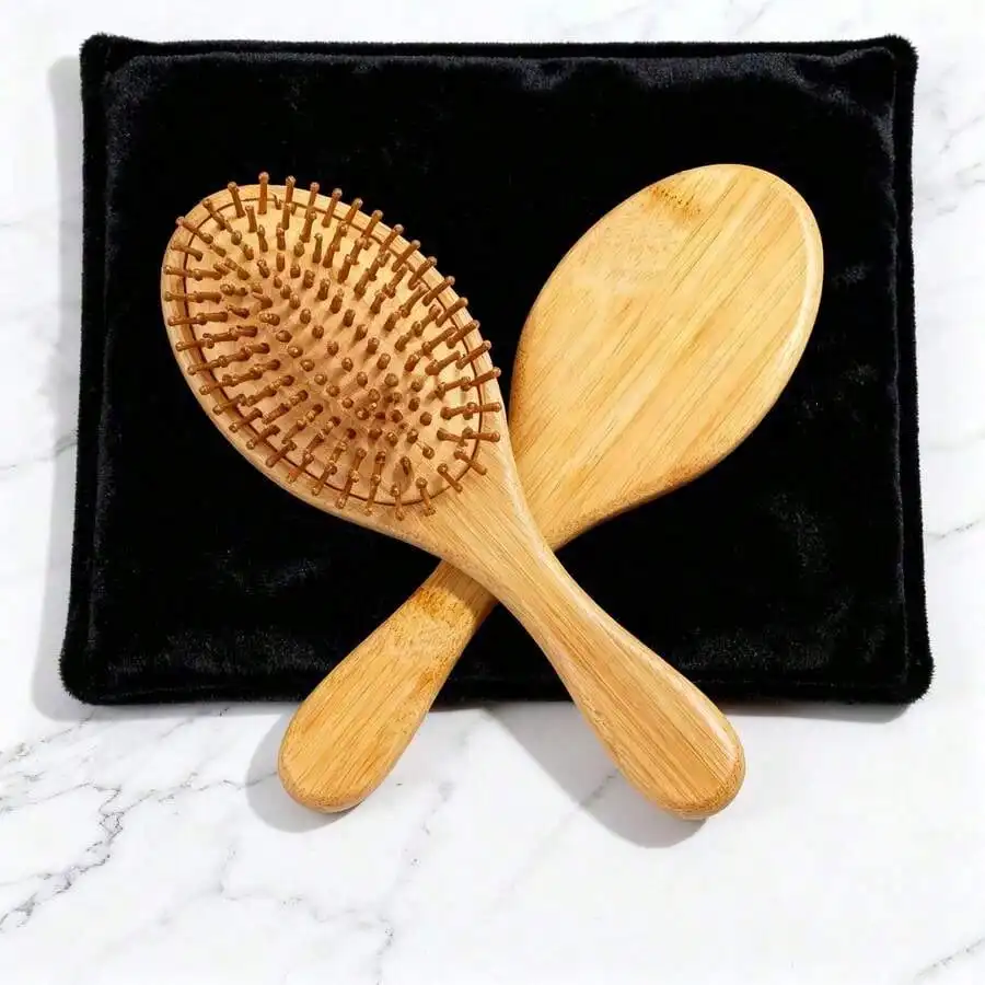 

Набор из 1 деревянной расчески и щетки для волос - антистатический массажер для кожи головы, средство для распутывания волос для всех типов волос, инструменты для путешествий и ежедневного ухода