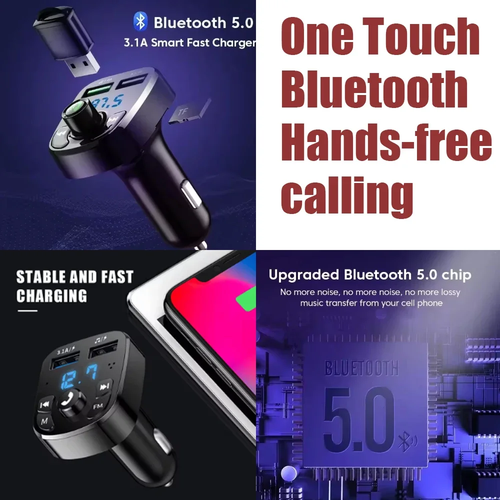 Car Charger FM Transmitter Bluetooth Audio Dual USB Car MP3 Player autoradio Handsfree Charger 3.1A Fast Charger Car Accessories