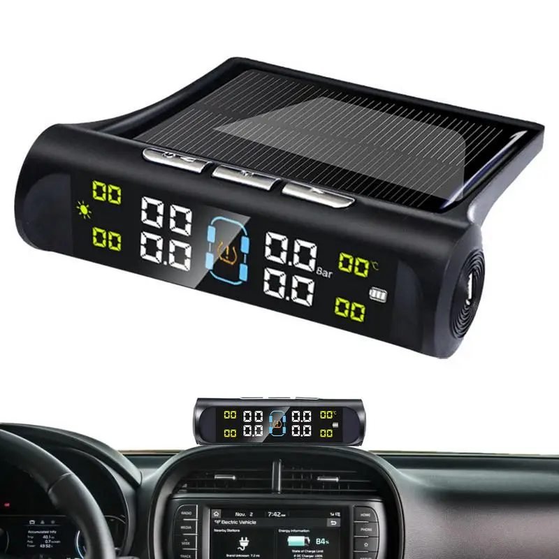 

Tire Pressure Monitoring System Accurate USB Charging 4-Pack Tire Pressure Sensors Dustproof Waterproof Sensor For Cars Trailers