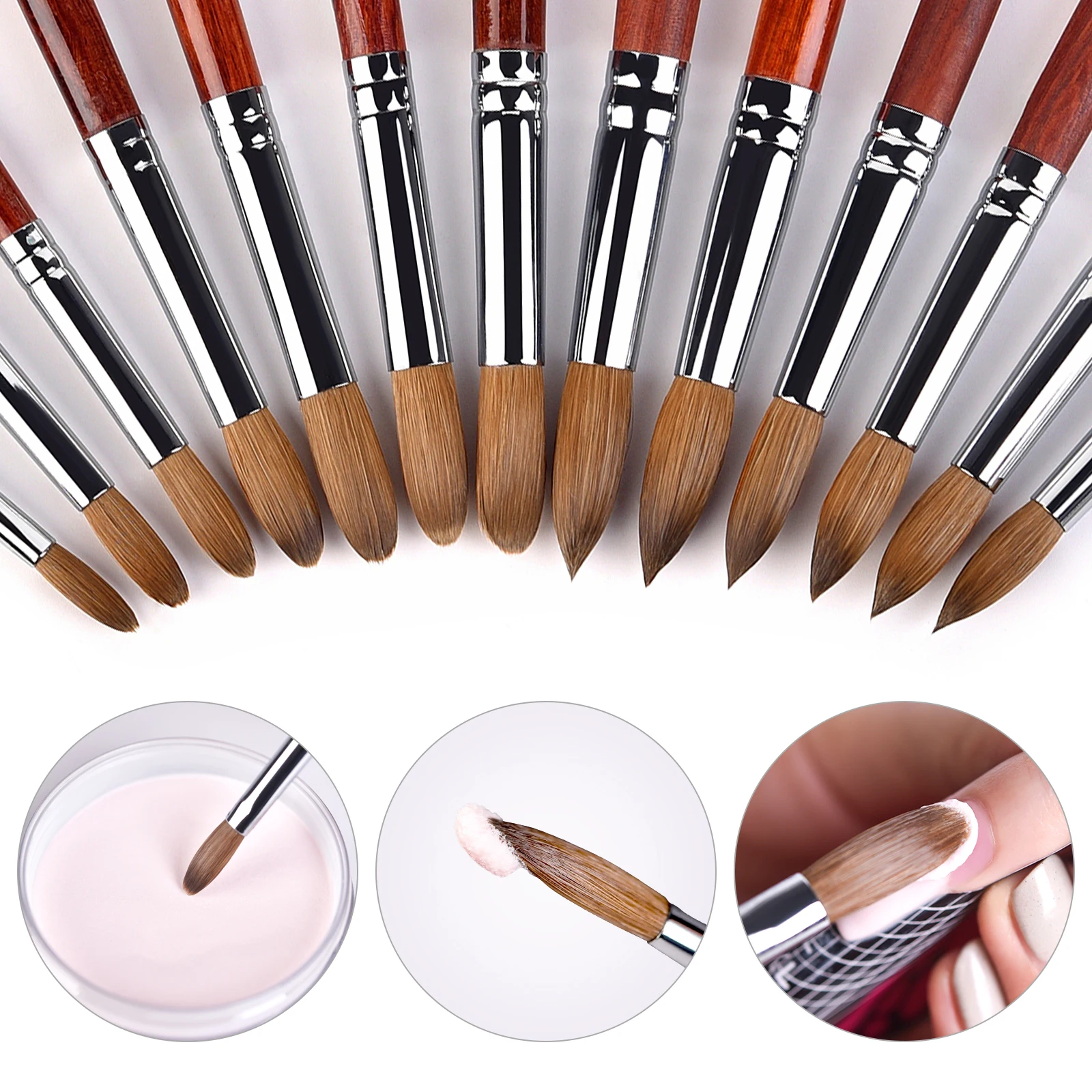 Red Wood Nail Art Brush Kolinsky Sable Good Quality Acrylic Nail Brush Manicure Tool Nail Art Brush Drawing Tools