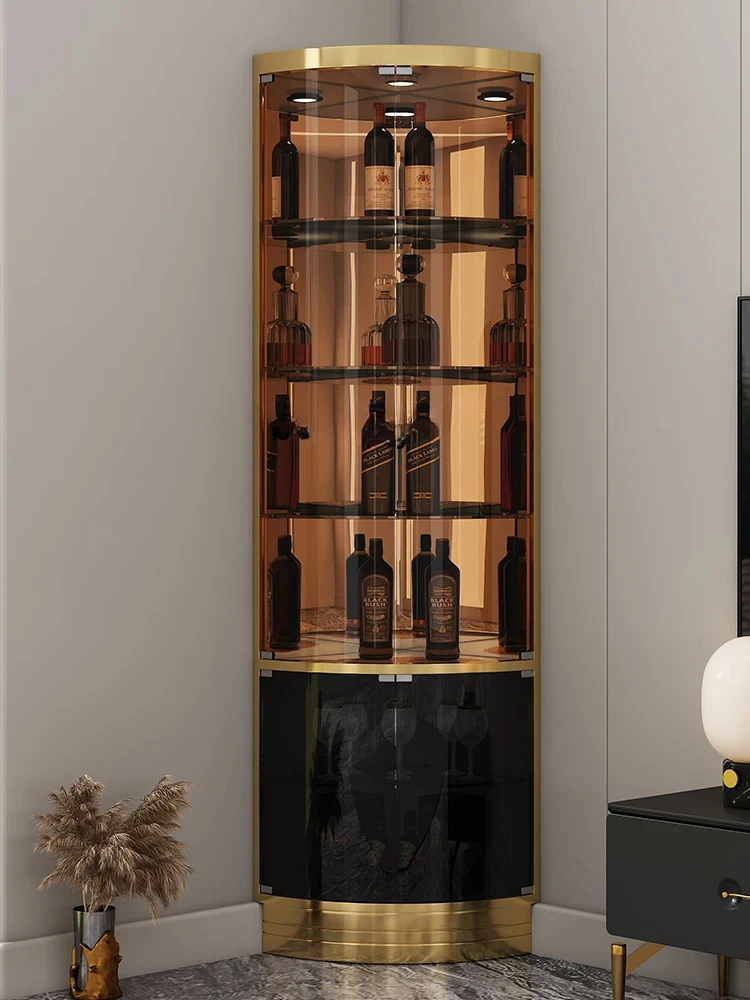 Light Luxury  Wine Rack Display Cabinet 90 Degrees Corner Cabinet Wall Sideboard Living Room Floor Tripod Wine Cabinet