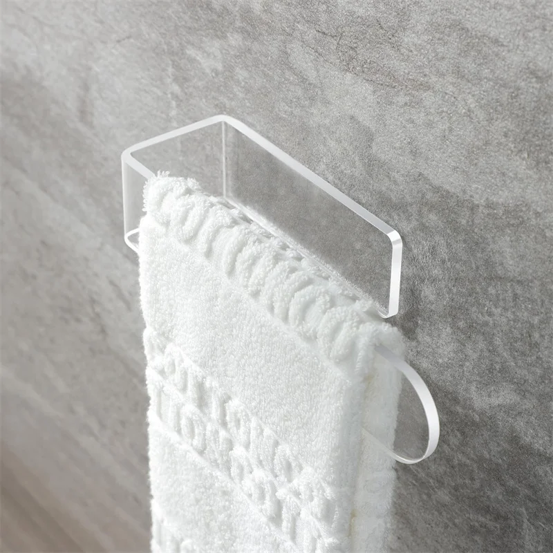 U Shape Bathroom Acrylic Towel Bar Hand Towel Holder Self Adhesive Towel Rack For Bathroom Wall Mounted Transparent Towel Hanger