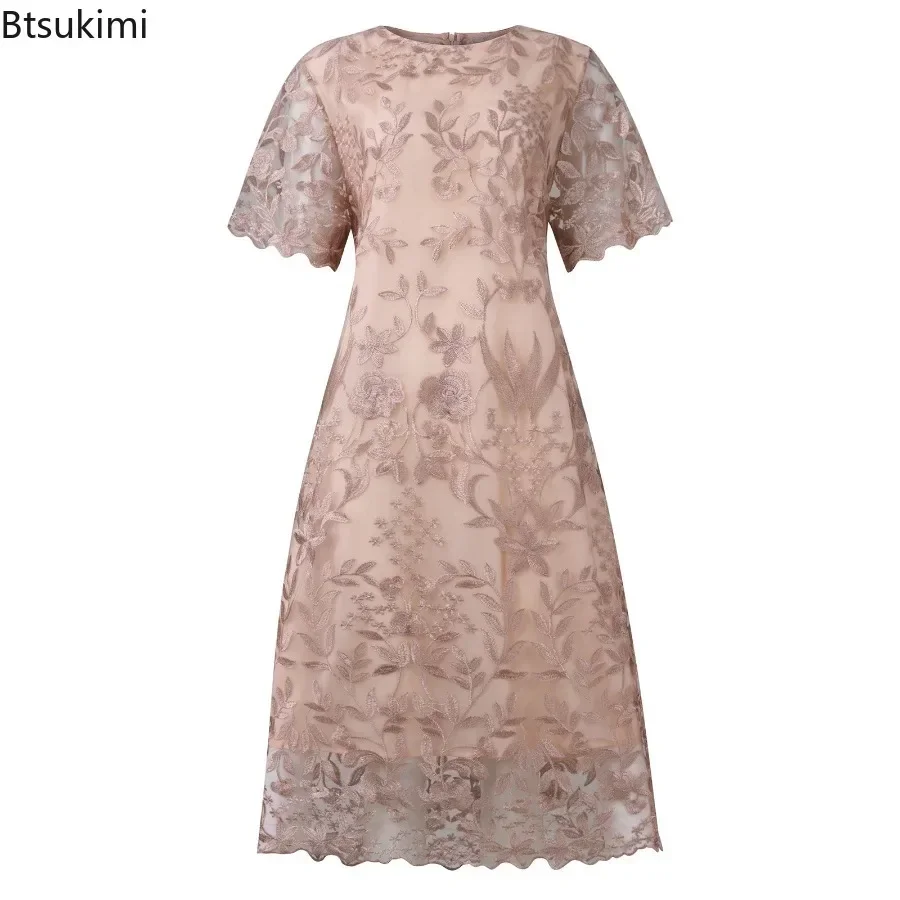 2024 Women\'s Oversized Dress Spring Summer Club Party Dress for Wedding Spliced Embroidered Lace Slim Cocktail Dress Vestidos