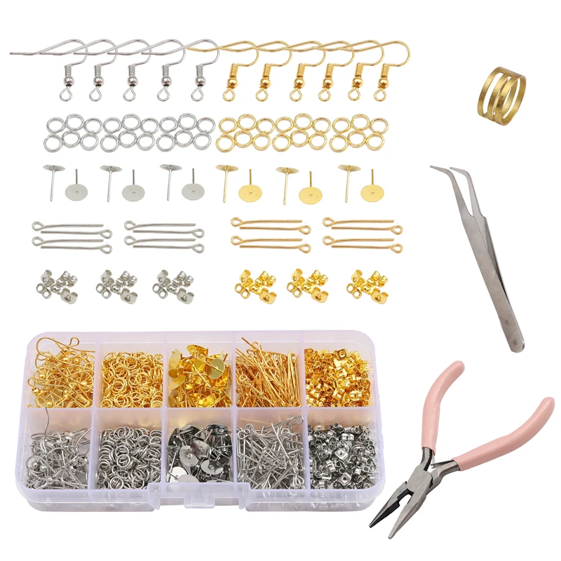 

Alloy Jewelry Repair Tools Set Lobster Clasp Open Jump Rings Earring Hooks 9-Shaped Needle DIY Jewelry Making Supplies Findings