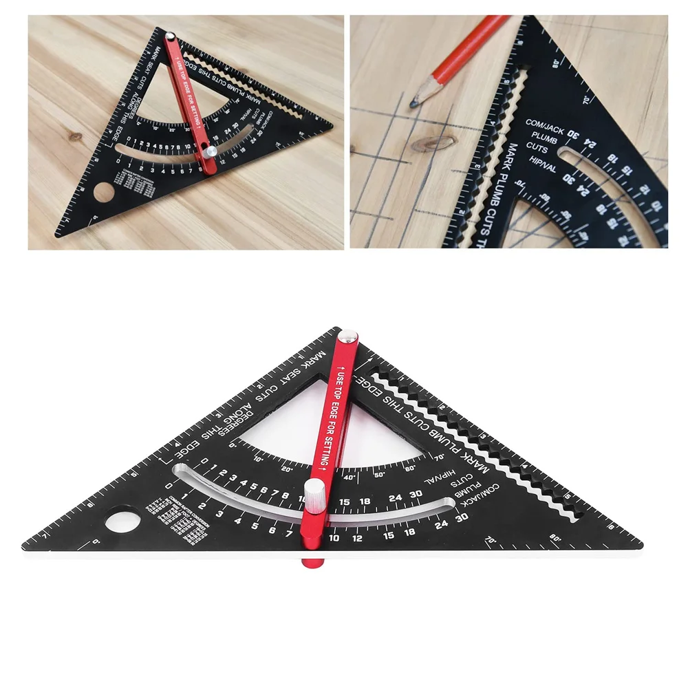 7 Inch Carpentry Triangle Ruler Adjustable Multi Function Carpenter Layout Square Woodworking Tools Square Measuring Ruler