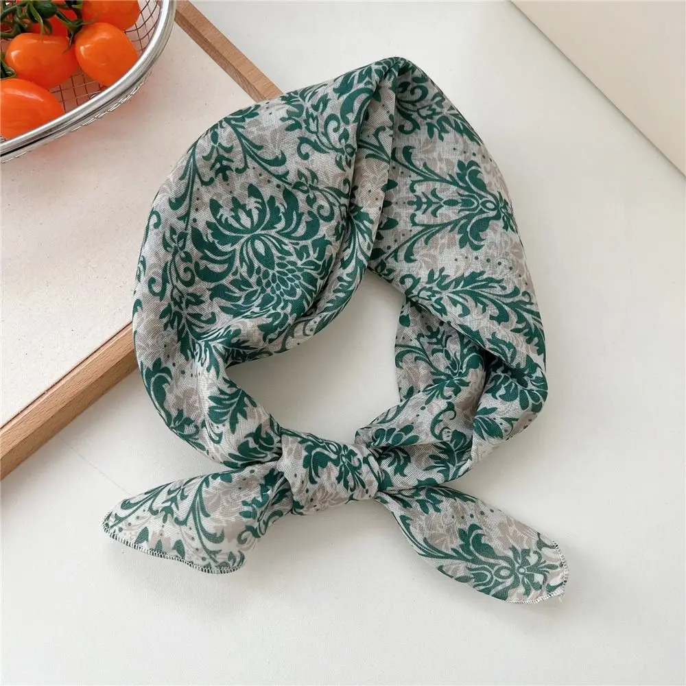 Fashion Square Silk Scarf Double Sides Flower Pattern Head Handkerchief 58*58cm Handbag Wraps Hair Scarf Female