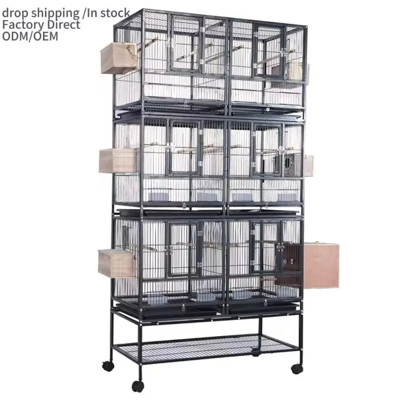 Small Parrot Bird Four-grid Breeding Six-grid Flying Skin   Matching Pet Cage Iron Solid