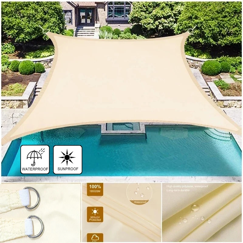 Shade Sail, Waterproof Garden Shelter 95% UV Blocking Sun Protection Awning, Canopy for Patio Garden Yard Backyard Camping Pool