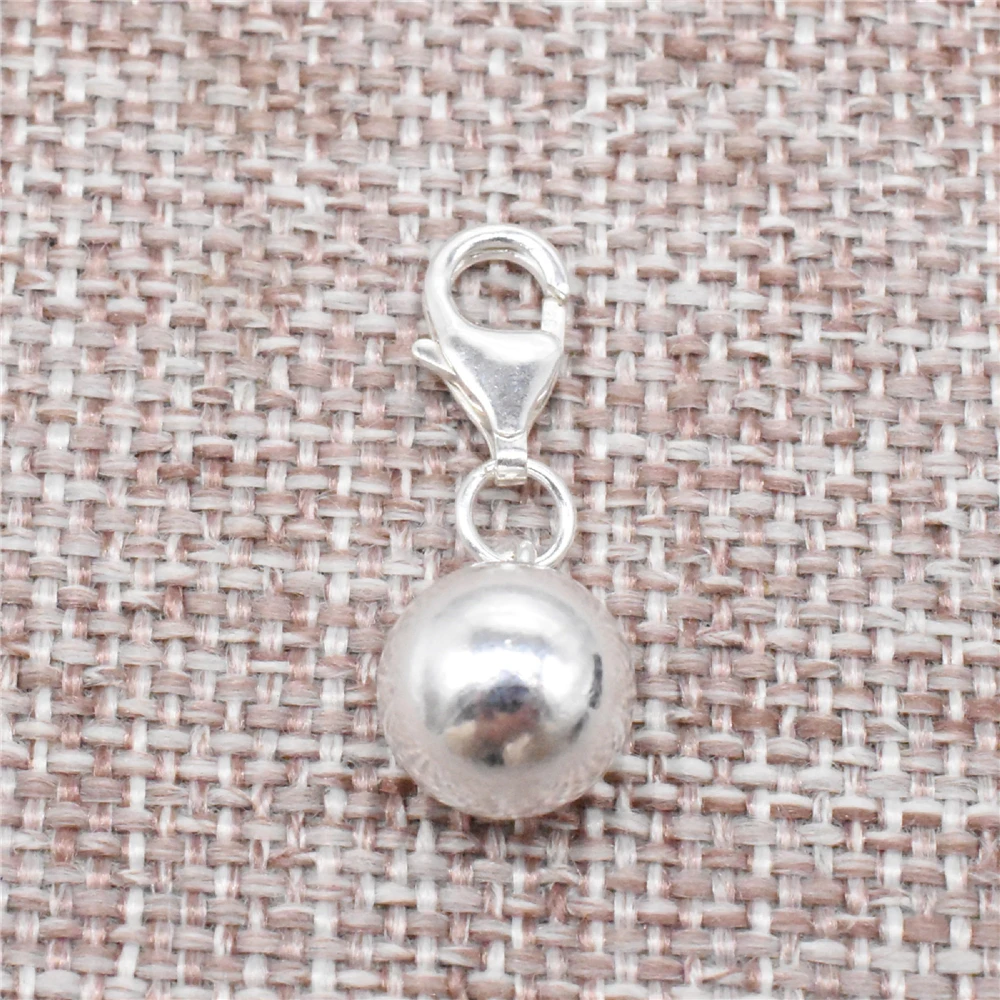 

925 Sterling Silver Round Ball Clip On Charm w/ Lobster Clasp for Bracelet Necklace 8mm