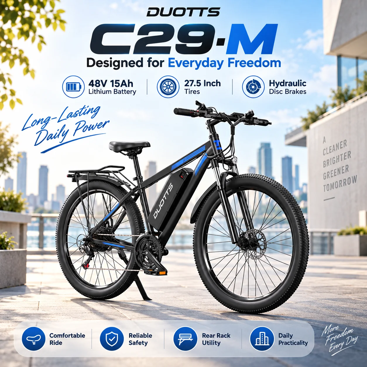 DUOTTS C29M Bicicletta elettrica da montagna, pneumatici da 27,5 pollici, 48V15AH, telaio in alluminio, freni a disco idraulici, bicicletta elettrica per adulti, adatta a persone di altezza 165-190