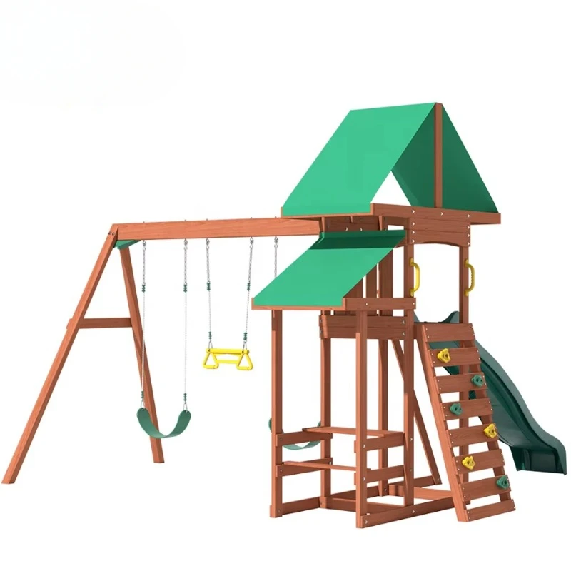 Cheap Kids Garden Playground Wooden Swing Set Jungle Gym Outdoor Kids Climbing Rope Ladder Swing Set Wood for Sale