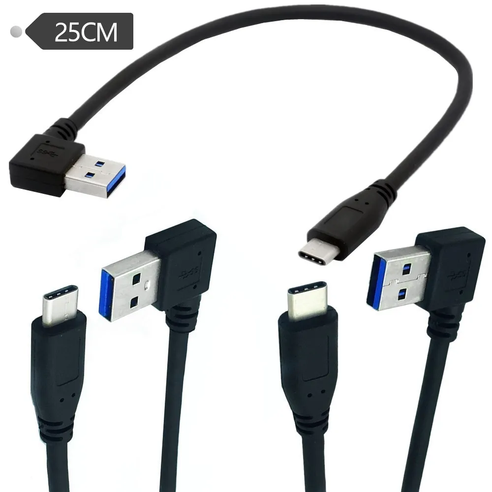 90 gradi sinistra/angolo retto USB 3.0 (tipo A) maschio A USB3.1 (tipo-C) maschio USB sincronizzazione dati e connettore del cavo di ricarica (nero)