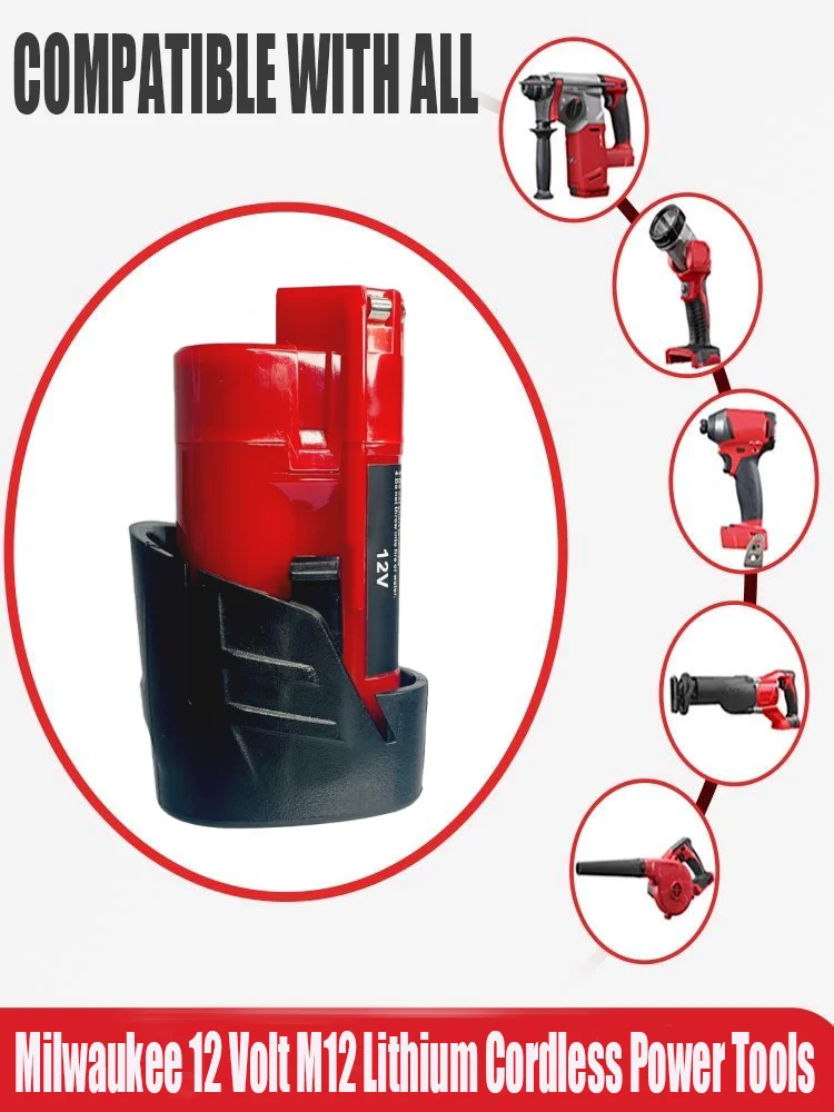 12V dobíjecí baterie vhodná pro Milwaukee kompatibilní s akumulátorovým nářadím Milwaukee M12 XC 48-11-2410 48-11-2420 48-11-2411 - náhled 3
